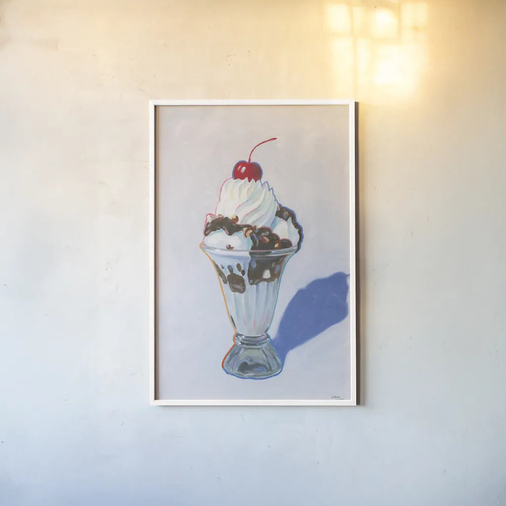 Sundae by Wellington Studio. shown as a paper print in a white frame. Available as a archival giclee rolled canvas, fine art paper, or poster print. SKU 90652h.