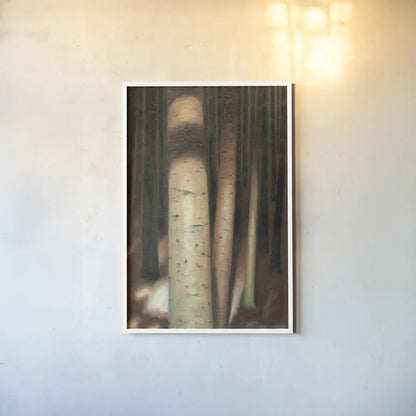 Sunlit Forest II by Wellington Studio. shown as a paper print in a white frame. Available as a archival giclee rolled canvas, fine art paper, or poster print. SKU 86293h.