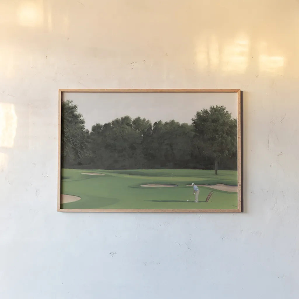 The Fairway II by Wellington Studio. shown as a paper print in a natural frame. Available as a archival giclee rolled canvas, fine art paper, or poster print. SKU 99417i.