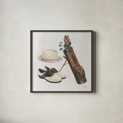 The Fairway III by Wellington Studio. Shown in a sleek black glass frame for a contemporary gallery look. Available as an archival giclee rolled canvas, fine art paper, or poster print. SKU 99418a.