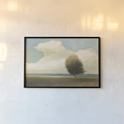 Windblown Tree by Wellington Studio. shown as a paper print in a black flame. Available as a archival giclee rolled canvas, fine art paper, or poster print. SKU 89450i.