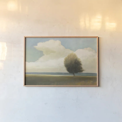 Windblown Tree by Wellington Studio. shown as a paper print in a natural frame. Available as a archival giclee rolled canvas, fine art paper, or poster print. SKU 89450i.