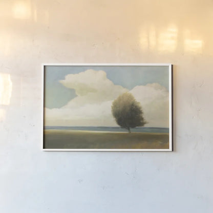 Windblown Tree by Wellington Studio. shown as a paper print in a white frame. Available as a archival giclee rolled canvas, fine art paper, or poster print. SKU 89450i.