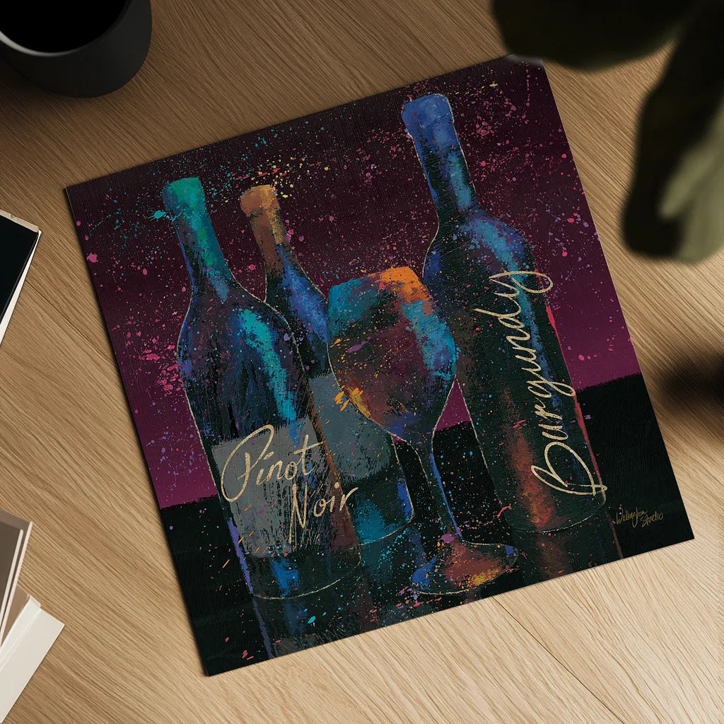 Wine Splash Dark II by Wellington Studio. Shown as a detailed flat fine art print, highlighting archival giclee quality. Available as an archival giclee rolled canvas, fine art paper, or poster print. SKU 20173a.