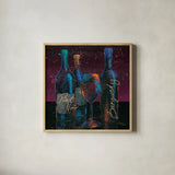 Wine Splash Dark II by Wellington Studio. Shown in a natural wood glass frame for a timeless modern aesthetic. Available as an archival giclee rolled canvas, fine art paper, or poster print. SKU 20173a.