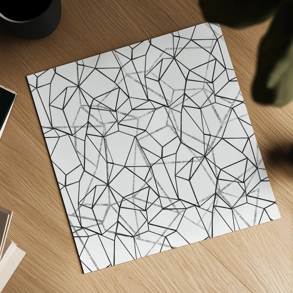 Across Geometrics Silver Crop by Wild Apple Portfolio. Shown as a detailed flat fine art print, highlighting archival giclee quality. Available as an archival giclee rolled canvas, fine art paper, or poster print. SKU 75530a.