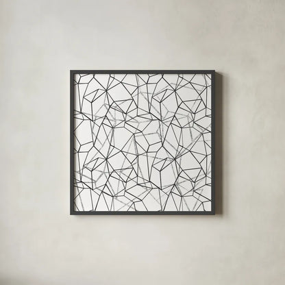 Across Geometrics Silver Crop by Wild Apple Portfolio. Shown in a sleek black glass frame for a contemporary gallery look. Available as an archival giclee rolled canvas, fine art paper, or poster print. SKU 75530a.