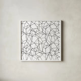 Across Geometrics Silver Crop by Wild Apple Portfolio. Shown in a crisp white glass frame for a clean and minimalist style. Available as an archival giclee rolled canvas, fine art paper, or poster print. SKU 75530a.