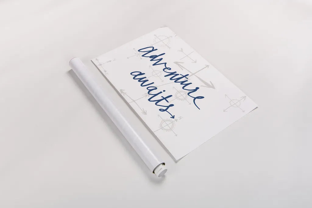 Adventure Awaits v2 by Wild Apple Portfolio. shown as a rolled paper print. Available as archival giclee rolled canvas, fine art paper, or poster print. SKU 37423i.