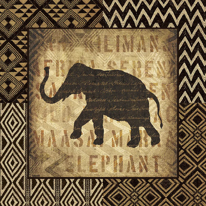 African Wild Elephant Border by Wild Apple Portfolio. SKU 16466a. Archival Giclee Fine art print for wall decor.