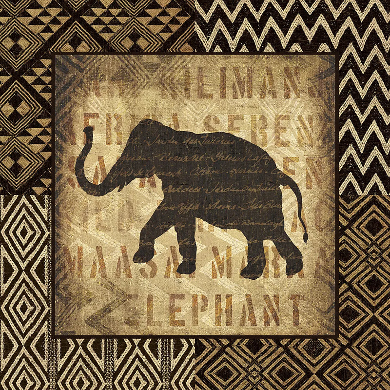 African Wild Elephant Border by Wild Apple Portfolio. SKU 16466a. Archival Giclee Fine art print for wall decor.