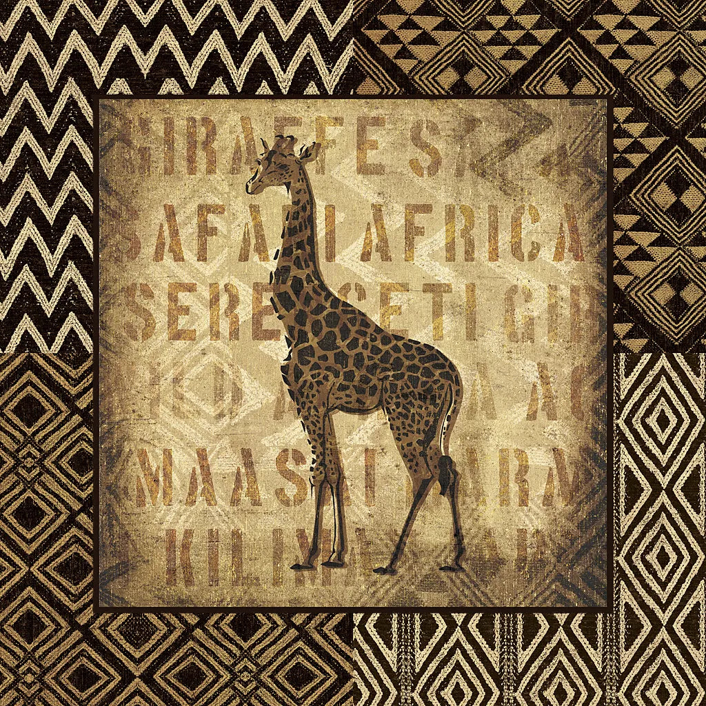 African Wild Giraffe Border by Wild Apple Portfolio. SKU 16468a. Archival Giclee Fine art print for wall decor.