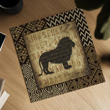 African Wild Lion Border by Wild Apple Portfolio. Shown as a detailed flat fine art print, highlighting archival giclee quality. Available as an archival giclee rolled canvas, fine art paper, or poster print. SKU 16467a.