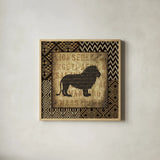 African Wild Lion Border by Wild Apple Portfolio. Shown in a natural wood glass frame for a timeless modern aesthetic. Available as an archival giclee rolled canvas, fine art paper, or poster print. SKU 16467a.