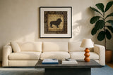 African Wild Lion Border by Wild Apple Portfolio. Displayed in a glass frame with matte in a clean modern living room. Available as an archival giclee rolled canvas, fine art paper, or poster print. SKU 16467a.