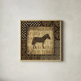 African Wild Zebra Border by Wild Apple Portfolio. Shown in a natural wood glass frame for a timeless modern aesthetic. Available as an archival giclee rolled canvas, fine art paper, or poster print. SKU 16465a.