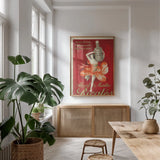 Alcool De Menthe De Ricqles Poster by Wild Apple Portfolio. shown as a print in a natural wood frame in a dining room. Available as a archival giclee rolled canvas, fine art paper, or poster print. SKU 104302h.