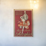 Alcool De Menthe De Ricqles Poster by Wild Apple Portfolio. shown as a paper print in a natural frame. Available as a archival giclee rolled canvas, fine art paper, or poster print. SKU 104302h.