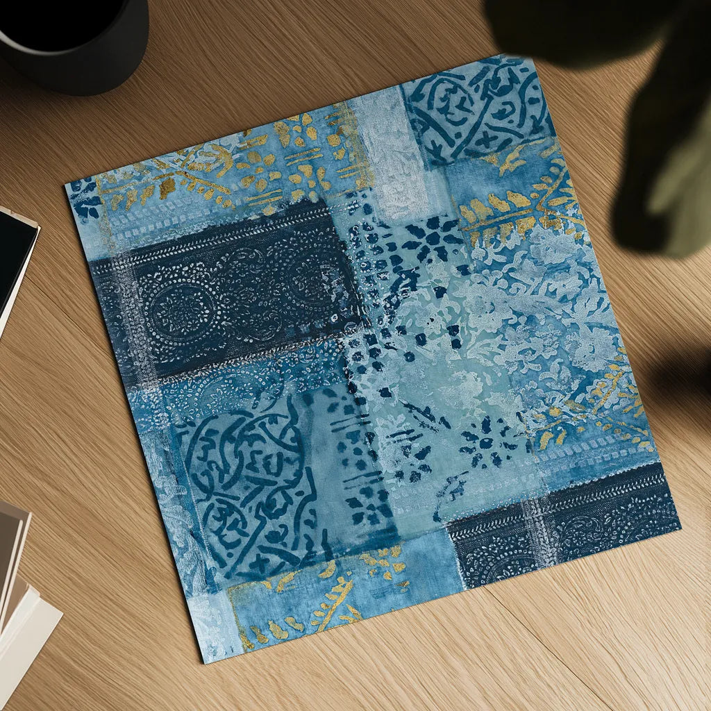 Alhambra II Indigo by Wild Apple Portfolio. Shown as a detailed flat fine art print, highlighting archival giclee quality. Available as an archival giclee rolled canvas, fine art paper, or poster print. SKU 16835a.