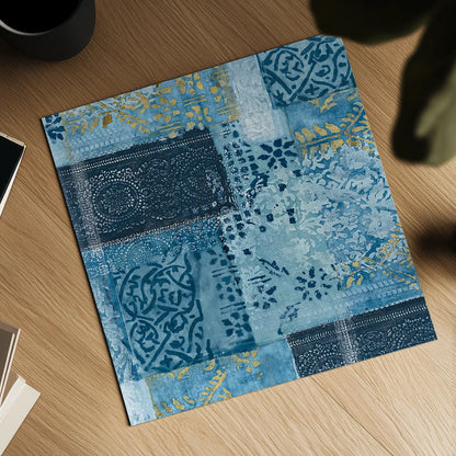 Alhambra II Indigo by Wild Apple Portfolio. Shown as a detailed flat fine art print, highlighting archival giclee quality. Available as an archival giclee rolled canvas, fine art paper, or poster print. SKU 16835a.