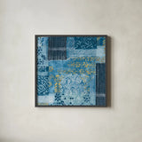 Alhambra III Indigo by Wild Apple Portfolio. Shown in a sleek black glass frame for a contemporary gallery look. Available as an archival giclee rolled canvas, fine art paper, or poster print. SKU 16836a.