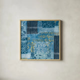 Alhambra III Indigo by Wild Apple Portfolio. Shown in a natural wood glass frame for a timeless modern aesthetic. Available as an archival giclee rolled canvas, fine art paper, or poster print. SKU 16836a.
