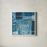 Alhambra III Indigo by Wild Apple Portfolio. Shown in a crisp white glass frame for a clean and minimalist style. Available as an archival giclee rolled canvas, fine art paper, or poster print. SKU 16836a.