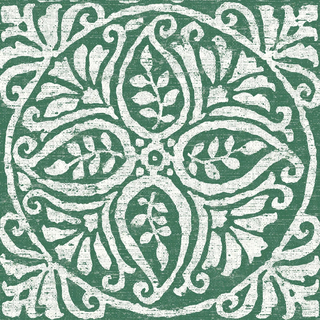 Amadora Dark Green Tile IV by Wild Apple Portfolio. SKU 56952a. Archival Giclee Fine art print for wall decor.