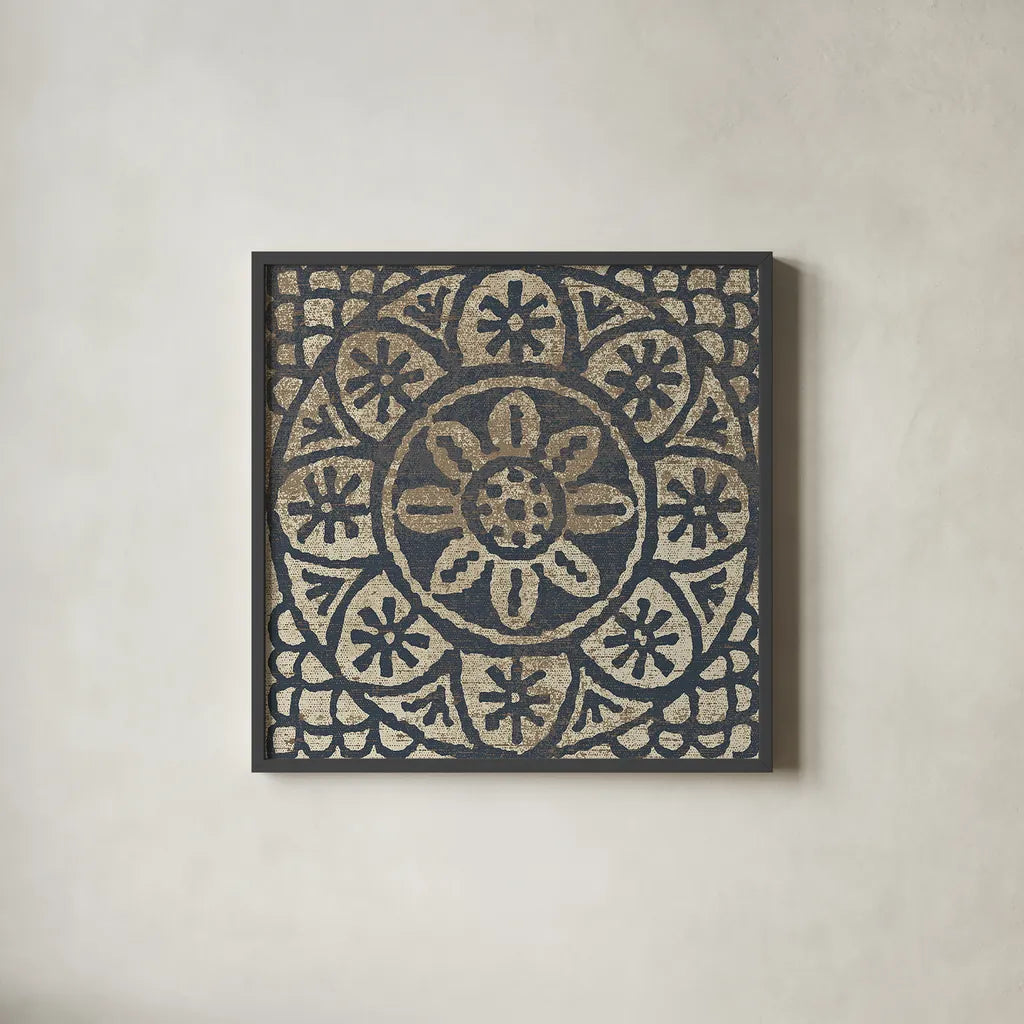 Amadora with Brown Square II by Wild Apple Portfolio. Shown in a sleek black glass frame for a contemporary gallery look. Available as an archival giclee rolled canvas, fine art paper, or poster print. SKU 25296a.