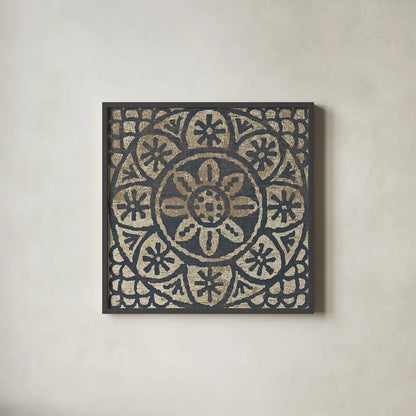 Amadora with Brown Square II by Wild Apple Portfolio. Shown in a sleek black glass frame for a contemporary gallery look. Available as an archival giclee rolled canvas, fine art paper, or poster print. SKU 25296a.