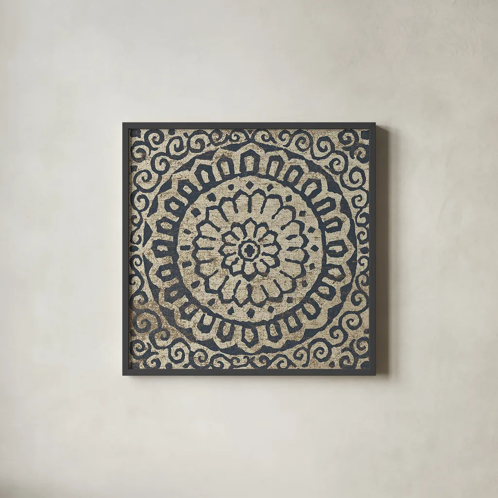 Amadora with Brown Square VI by Wild Apple Portfolio. Shown in a sleek black glass frame for a contemporary gallery look. Available as an archival giclee rolled canvas, fine art paper, or poster print. SKU 25300a.