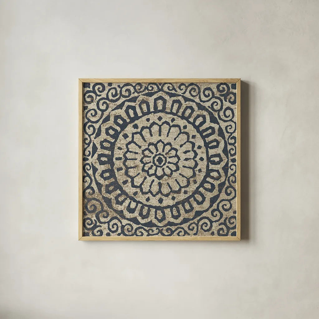 Amadora with Brown Square VI by Wild Apple Portfolio. Shown in a natural wood glass frame for a timeless modern aesthetic. Available as an archival giclee rolled canvas, fine art paper, or poster print. SKU 25300a.