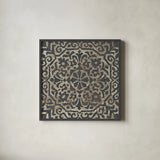 Amadora with Brown Square VIII by Wild Apple Portfolio. Shown in a sleek black glass frame for a contemporary gallery look. Available as an archival giclee rolled canvas, fine art paper, or poster print. SKU 25302a.
