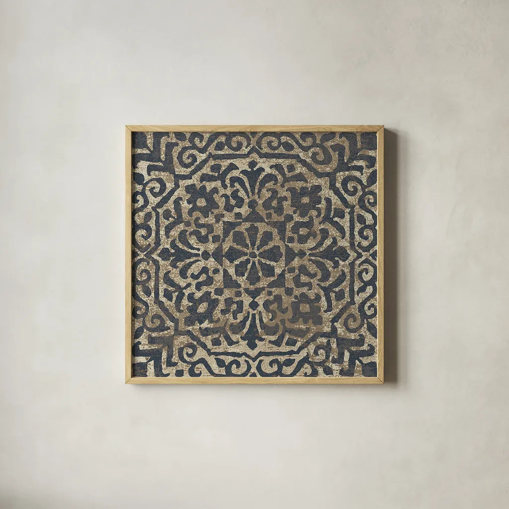 Amadora with Brown Square VIII by Wild Apple Portfolio. Shown in a natural wood glass frame for a timeless modern aesthetic. Available as an archival giclee rolled canvas, fine art paper, or poster print. SKU 25302a.