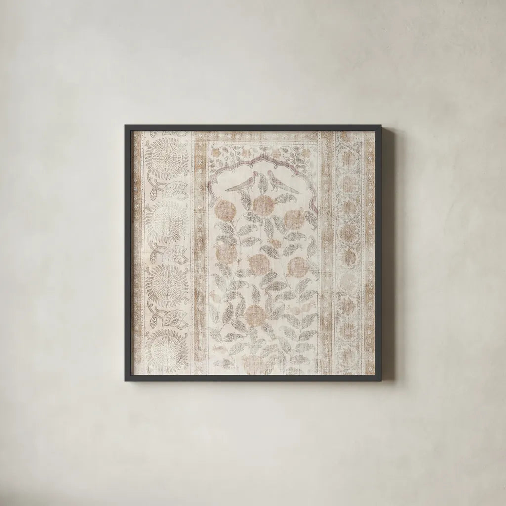 Animal Textile I by Wild Apple Portfolio. Shown in a sleek black glass frame for a contemporary gallery look. Available as an archival giclee rolled canvas, fine art paper, or poster print. SKU 63203a.