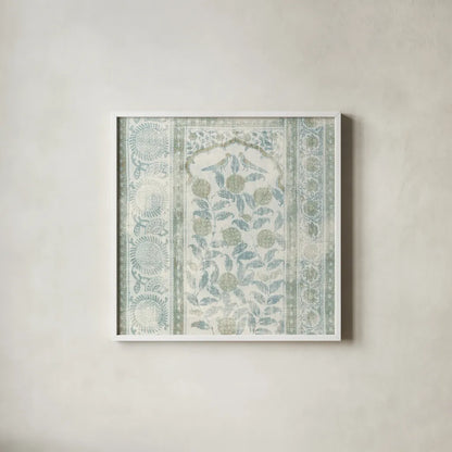 Animal Textile I Green by Wild Apple Portfolio. Shown in a crisp white glass frame for a clean and minimalist style. Available as an archival giclee rolled canvas, fine art paper, or poster print. SKU 90921a.