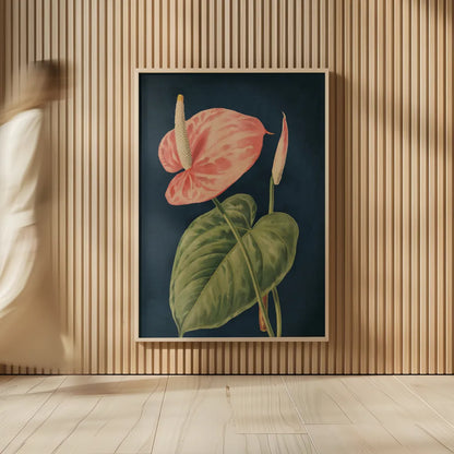 Anthurium Ferrierense Dark Blue No Words by Wild Apple Portfolio. shown as over sized large wall art. Available as an archival giclee rolled canvas, fine art paper, or poster print. SKU 90106h.