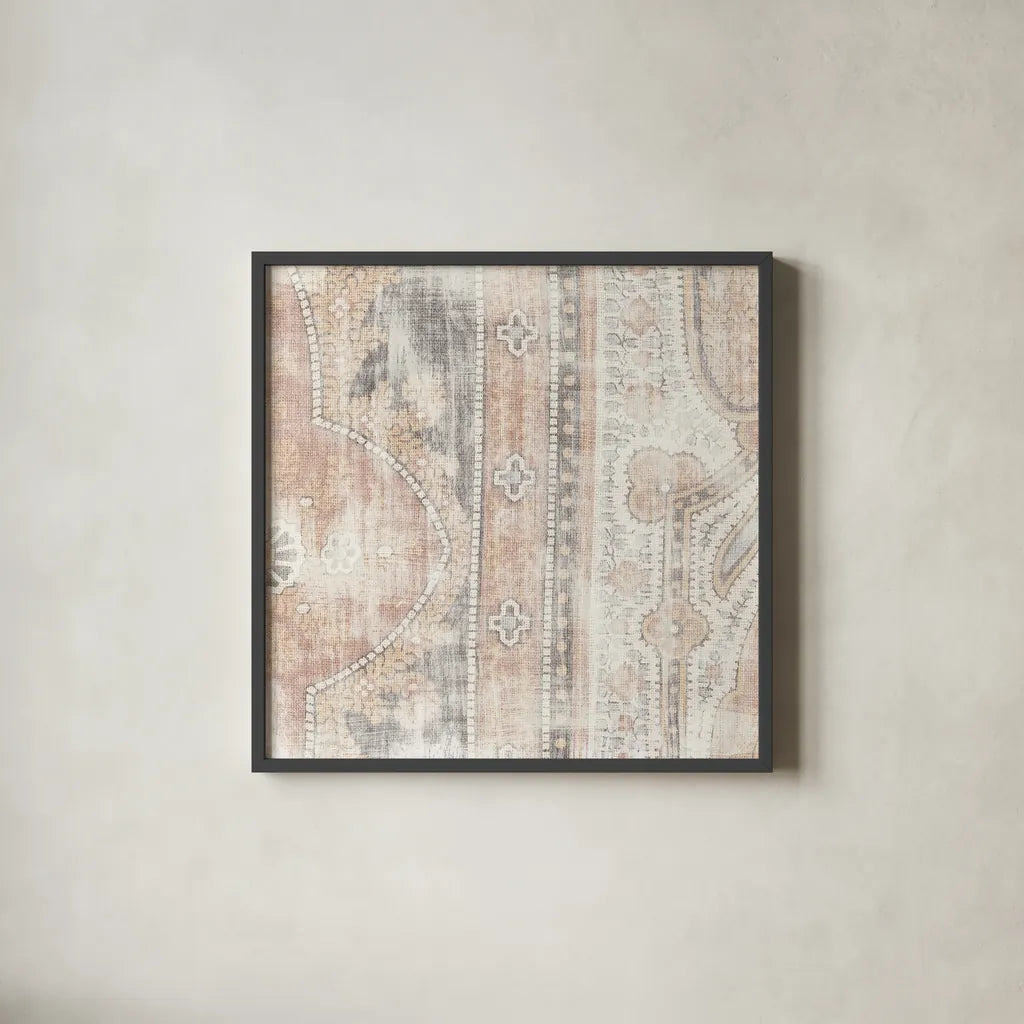 Antique Cloth I by Wild Apple Portfolio. Shown in a sleek black glass frame for a contemporary gallery look. Available as an archival giclee rolled canvas, fine art paper, or poster print. SKU 63212a.
