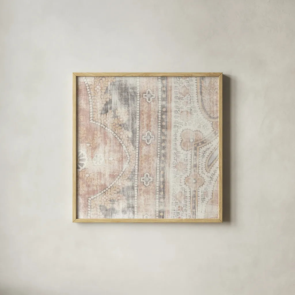 Antique Cloth I by Wild Apple Portfolio. Shown in a natural wood glass frame for a timeless modern aesthetic. Available as an archival giclee rolled canvas, fine art paper, or poster print. SKU 63212a.