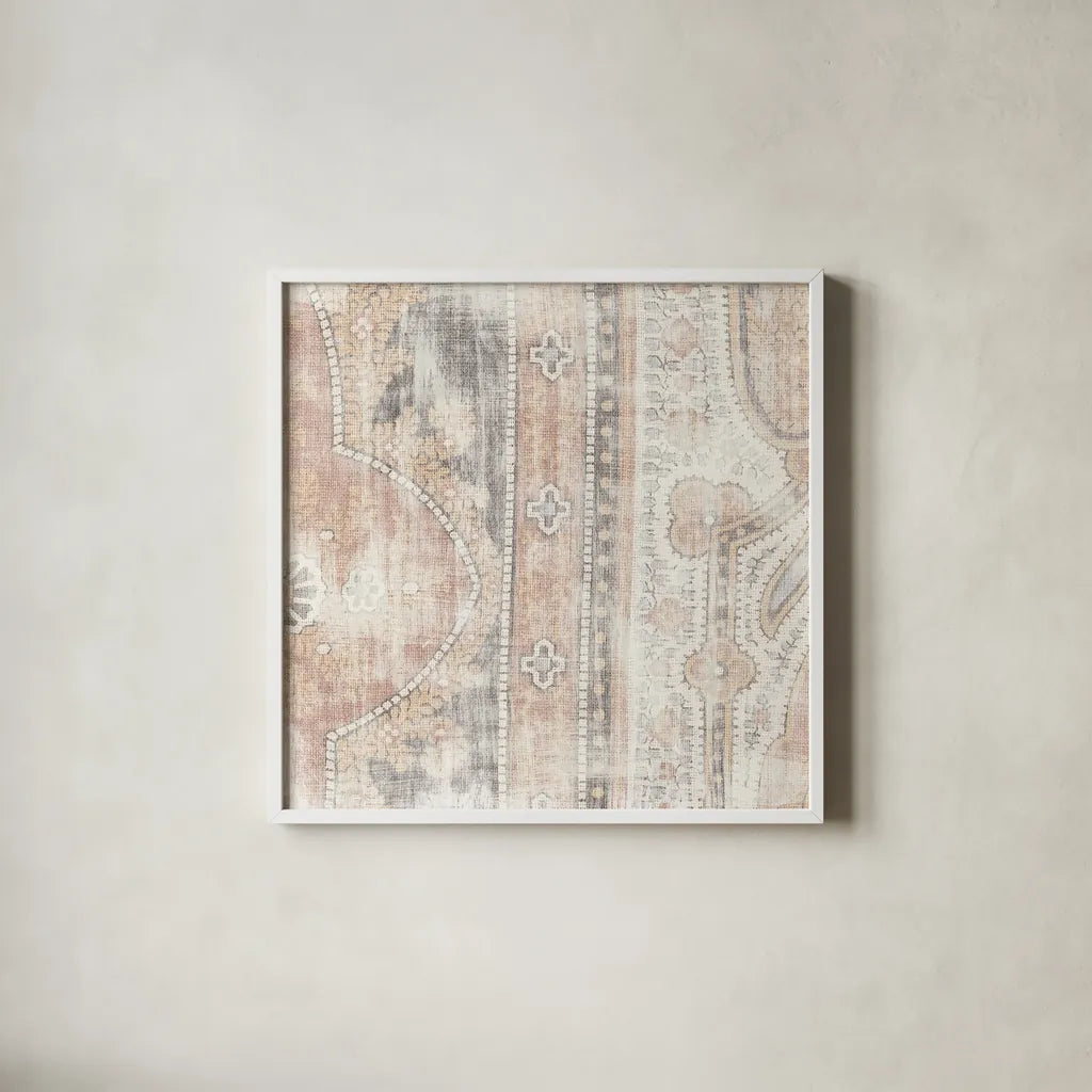Antique Cloth I by Wild Apple Portfolio. Shown in a crisp white glass frame for a clean and minimalist style. Available as an archival giclee rolled canvas, fine art paper, or poster print. SKU 63212a.