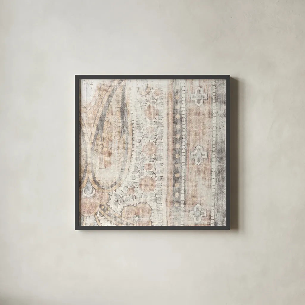 Antique Cloth II by Wild Apple Portfolio. Shown in a sleek black glass frame for a contemporary gallery look. Available as an archival giclee rolled canvas, fine art paper, or poster print. SKU 63213a.