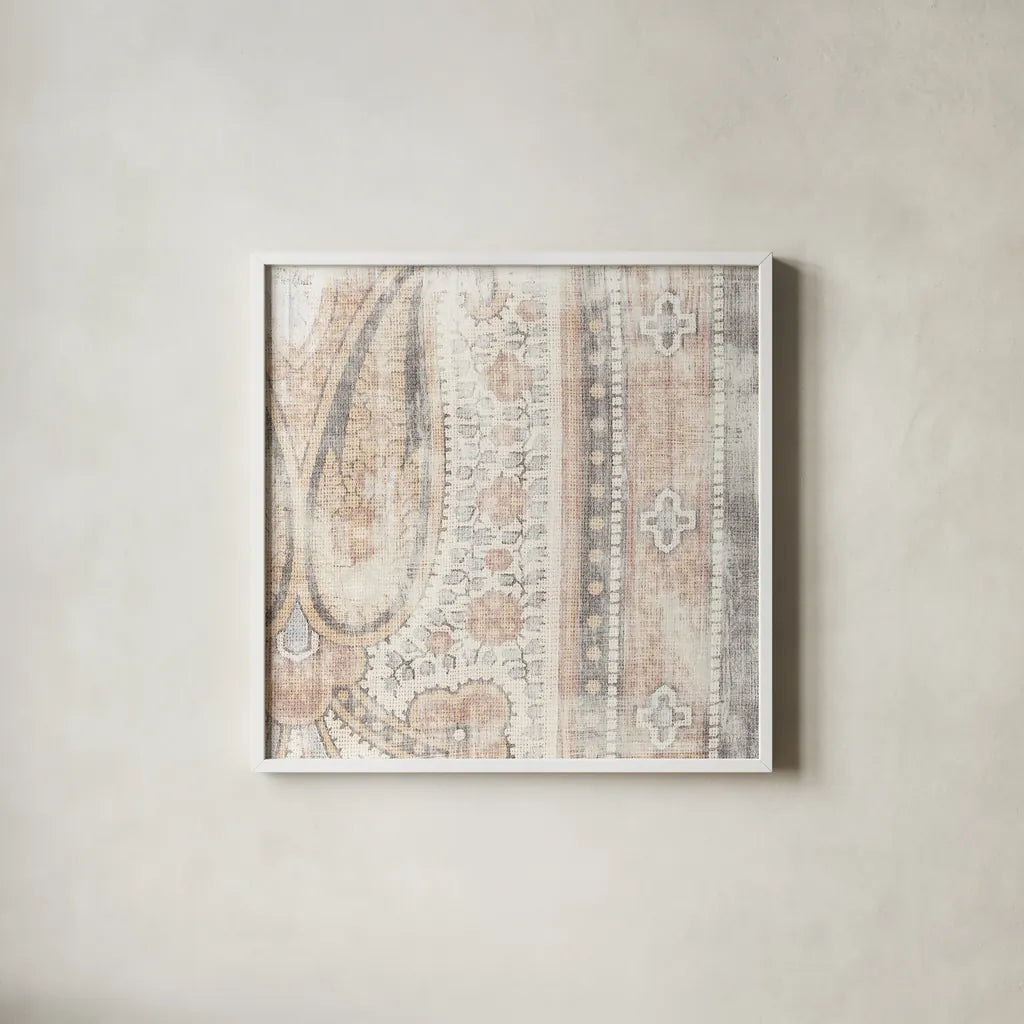 Antique Cloth II by Wild Apple Portfolio. Shown in a crisp white glass frame for a clean and minimalist style. Available as an archival giclee rolled canvas, fine art paper, or poster print. SKU 63213a.
