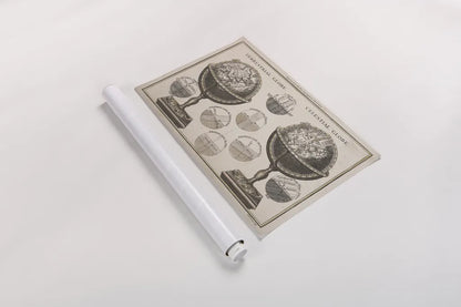 Antique Globes Neutral by Wild Apple Portfolio. shown as a rolled paper print. Available as archival giclee rolled canvas, fine art paper, or poster print. SKU 52845i.