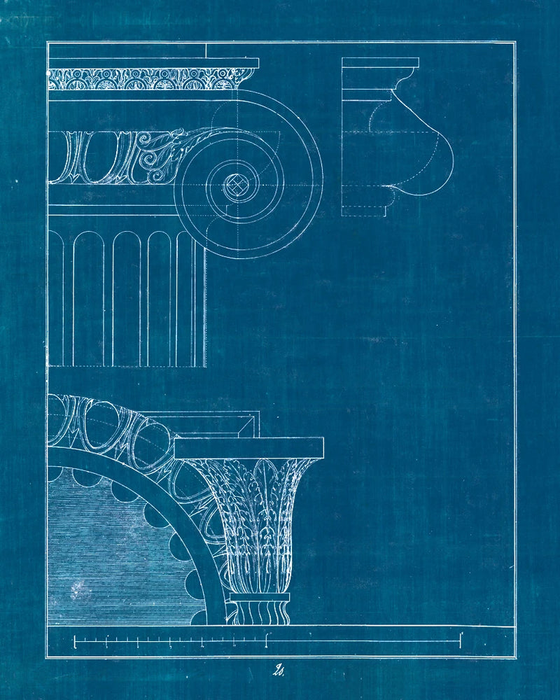 Architectural Columns II Blueprint by Wild Apple Portfolio