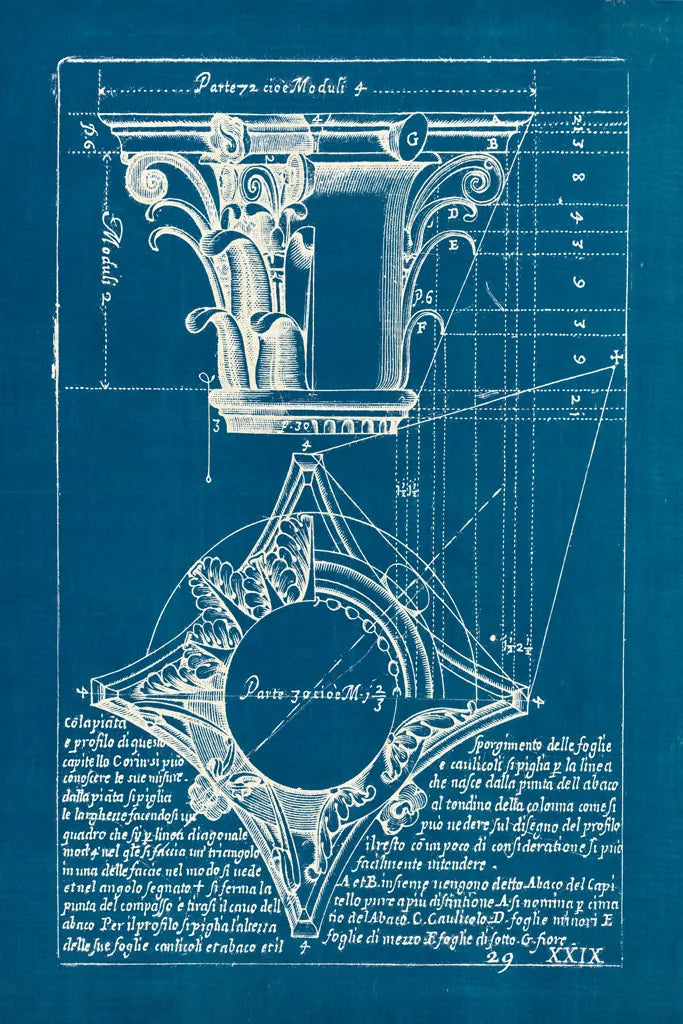 Architectural Drawings I Blueprint by Wild Apple Portfolio. SKU 62284h. Archival Giclee Fine art print for wall decor.