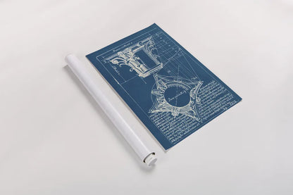 Architectural Drawings I Blueprint by Wild Apple Portfolio. shown as a rolled paper print. Available as archival giclee rolled canvas, fine art paper, or poster print. SKU 62284h.