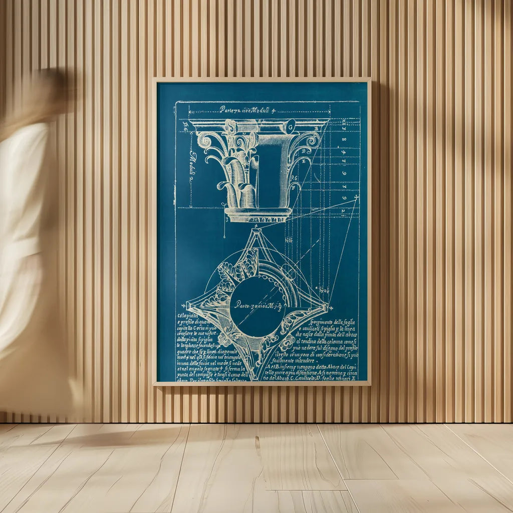 Architectural Drawings I Blueprint by Wild Apple Portfolio. shown as over sized large wall art. Available as an archival giclee rolled canvas, fine art paper, or poster print. SKU 62284h.