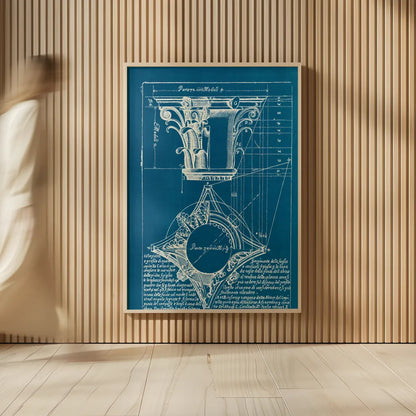 Architectural Drawings I Blueprint by Wild Apple Portfolio. shown as over sized large wall art. Available as an archival giclee rolled canvas, fine art paper, or poster print. SKU 62284h.