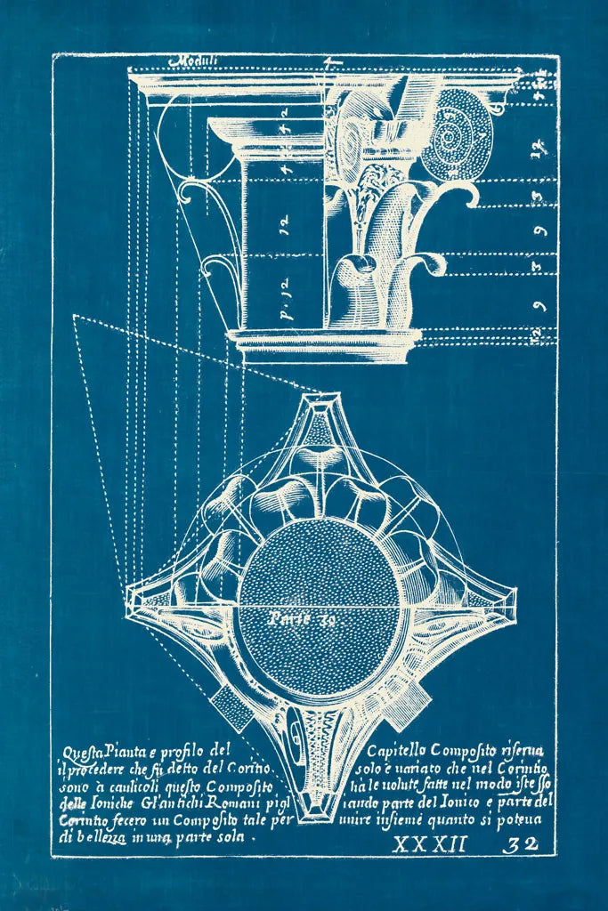 Architectural Drawings X Blueprint by Wild Apple Portfolio. SKU 62285h. Archival Giclee Fine art print for wall decor.