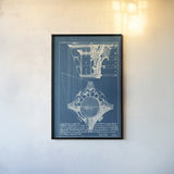 Architectural Drawings X Blueprint by Wild Apple Portfolio. shown as a paper print in a black flame. Available as a archival giclee rolled canvas, fine art paper, or poster print. SKU 62285h.